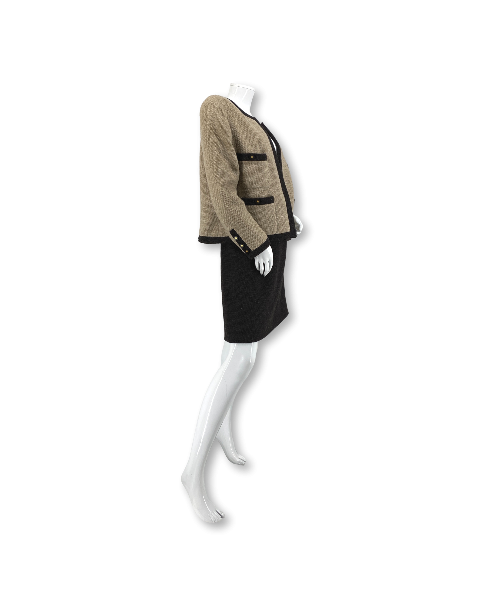 Chanel Beige Skirt Jacket Set