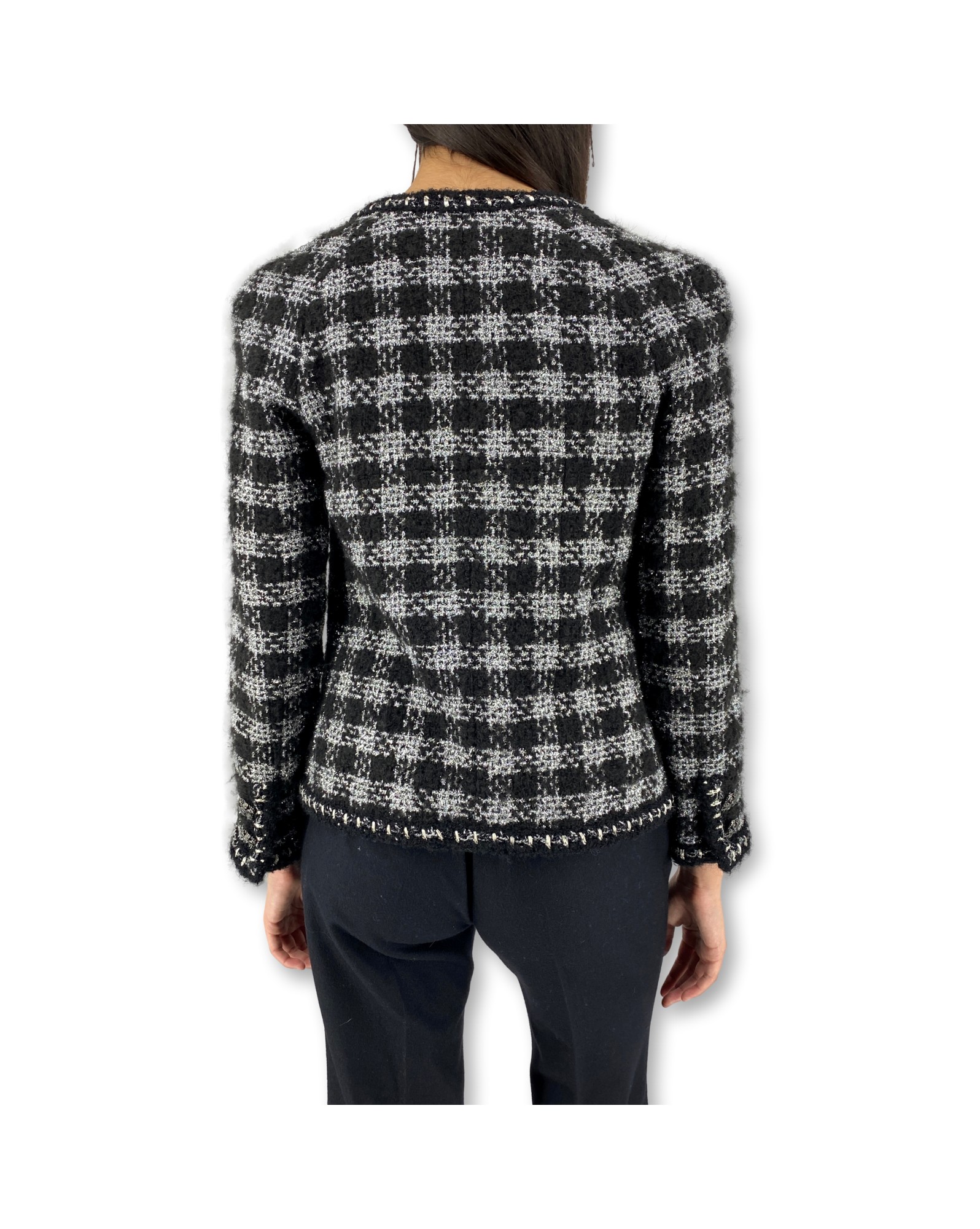 Chanel A11 Black And Silver Checked Jacket